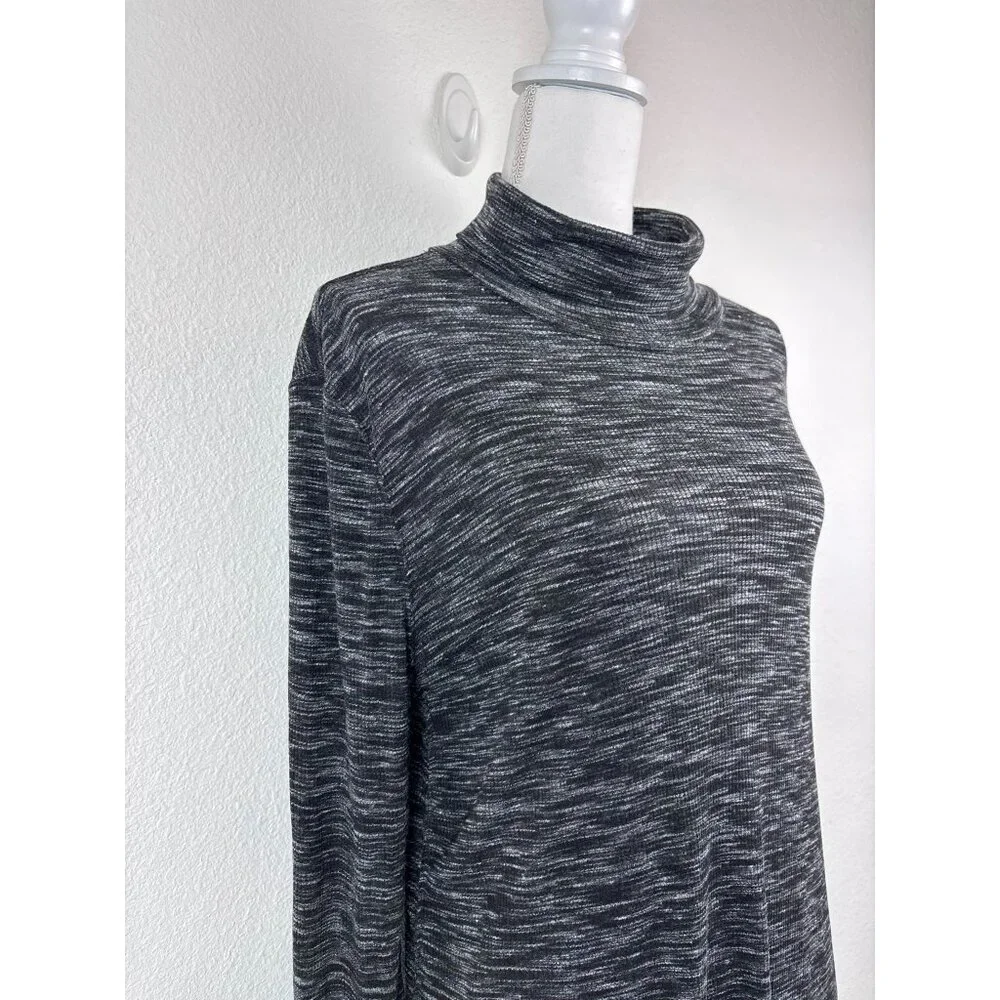Free People women's large black‎ grey mock neck stonecold ribbed tunic top NWT